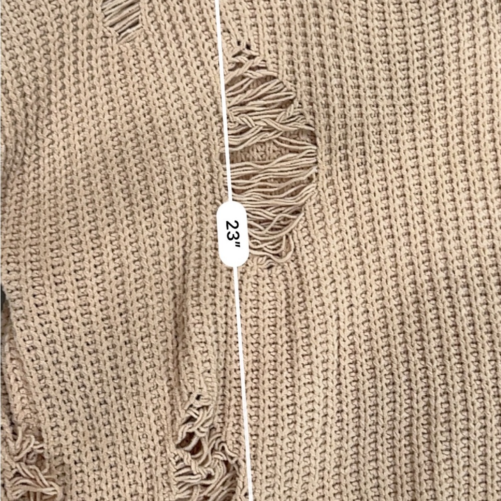 POL tan distressed ripped chenille pullover sweater - Picture 4 of 5